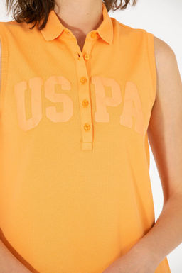 Женская оранжевая футболка с воротником-поло - U.s. polo assn фото 7