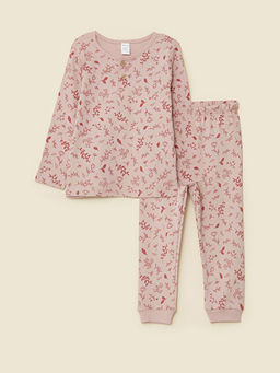 Bisiklet Yaka Uzun Kollu Bask?l? K?z Bebek Pijama Tak?m?