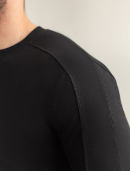 Лонгслив с воротником на пуговицах и декоративными швами из премиального хлопка с эластаном - Vilatte фото 3