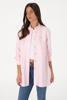 Kad_n A__k Pembe Dokuma Tunik G_mlek