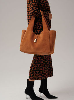 Замшевая сумка шоппер Deboro 31054 вуд