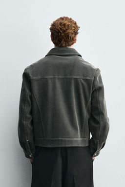 VINTAGE-EFFECT FAUX SUEDE JACKET - Zara фото 3