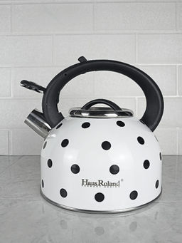 Чайник 2,5л нержавеющая сталь HR732-1 белый в черный горох OLS-001-5