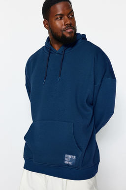 TRENDYOL MAN Antrasit Buyuk Beden Oversize Basic Rahat Kapusonlu Etiketli Ici Polarl? Sweatshirt TMNAW24AO00000 - Trendyolmilla фото 28