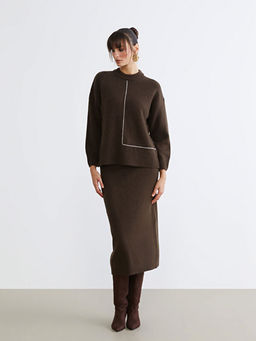 Beli Lastikli Y?rtma?l? Triko Etek