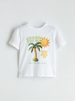 Bisiklet Yaka Bask?l? Erkek ?ocuk Ti??rt