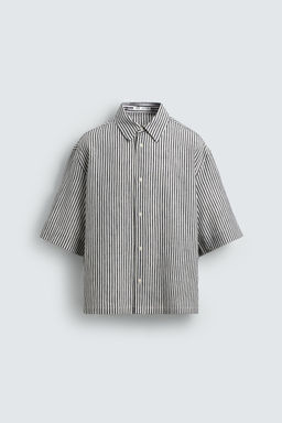 CAMISA RELAXED FIT RAYAS / ?ndigo - Zara фото 8