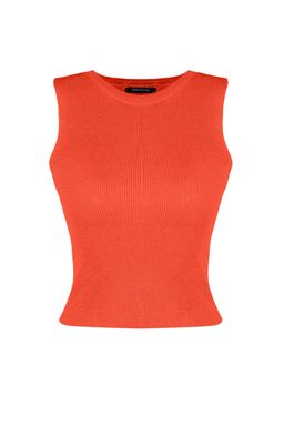 Turuncu Bisiklet Yaka Crop Bluz TWOSS21BZ0098