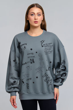 Арт. 15132/1 Свитшот женский оверсайз 46-52 (4 шт) Цвет:темно-серый - Калинка фото 3