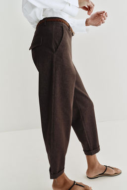 PANTAL?N CHINO CINTUR?N TRENZADO / Marr?n - Zara фото 5