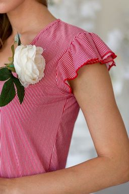 Платье женское из кулирки Элиза красно-белые полосы - Амадэль фото 5