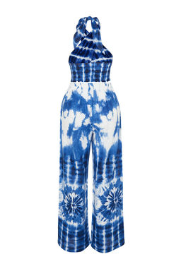 Soyut Desenli Dokuma %100 Pamuklu Bluz Pantolon Plaj Tak?m TBESS24AU00013