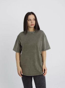 K12360 Футболка OVER SIZE (плотный хлопок) ХАКИ