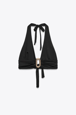 HALTER BIKINI TOP WITH METAL DETAIL - Zara фото 7