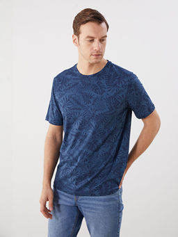 Bisiklet Yaka Bask?l? Penye Erkek Ti??rt