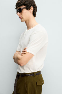 CAMISETA PUNTO CUELLO PANADERO / Crudo - Zara фото 6