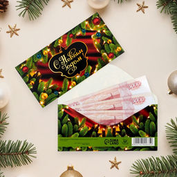 Цена за 10 шт. Конверт для денег «С Новым Годом!», 16×8 см