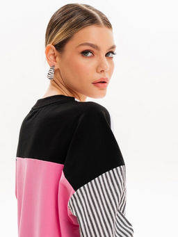 Свитшот с хлопковыми рукавами в полоску 90.2.3 - Sahar art lab фото 4