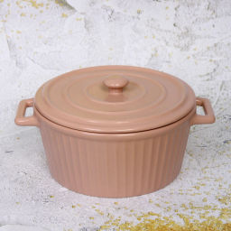 Кастрюля керамическая для запекания 2л "Акварель" 22*18*10см, розовая