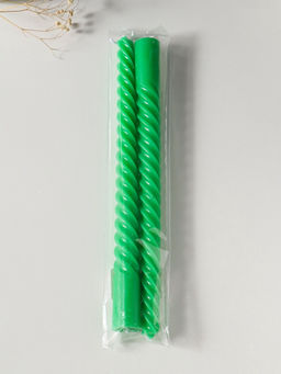 Цена за 2 шт. Свеча витая 25 см (набор 2 шт) 57 гр, 5 ч, цв. зелёный