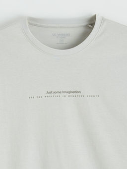 Bisiklet Yaka Yaz? Bask?l? Penye Erkek Ti??rt