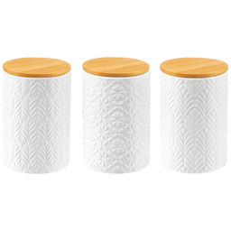 Набор 3 банок для сыпучих продуктов 700 мл 10*10*15 см с бамбук. крышками
