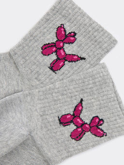 Цена за 5 пар! Носки женские серого цвета с рисунком надувной собачки - Mark formelle фото 4