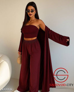 Костюм тройка: топ, брюки и длинная накидка - Bruno фото 3