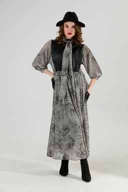 Платье NIKVA н1010-1а чёрный и чёрно-белые ракушки