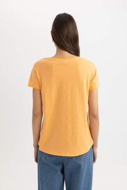 Базовая футболка стандартного кроя с круглым вырезом и короткими рукавами - Defacto фото 5