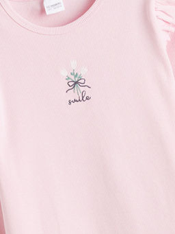 Bisiklet Yaka ?i?ekli K?z ?ocuk Pijama Tak?m?