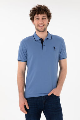 Erkek Slim Fit Polo Yaka Koyu Mavi Basic Ti__rt Sepette S_rpriz _ndirim