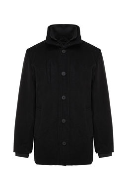 Trendyolmilla Man Siyah Regular Fit Dik Yaka Yun Kar?s?ml? Kase K?sl?k Kaban TMNAW24KB00002  фото 7