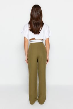 TRENDYOLMILLA Siyah Wide Leg/Genis Paca Yuksek Bel Kemer Detayl? Dokuma Kumas Pantolon TWOSS23PL00150  фото 5