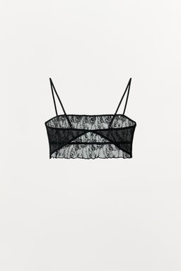 PLEATED LACE BRALETTE WITH EMBROIDERED FLOWERS - Zara фото 5