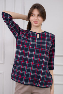 Кофта женская из интерлока Анфиса серо-красный - Амадэль фото 3