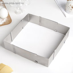 Форма для выкладки и выпечки с регулировкой размера, 15.5×28 см, h=5 см, серебристая