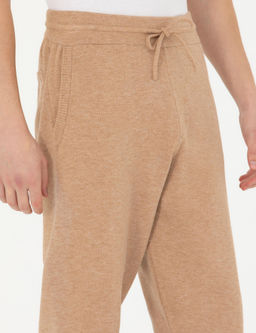 Бежевые зауженные трикотажные брюки с высоким воротником - Cacharel фото 5