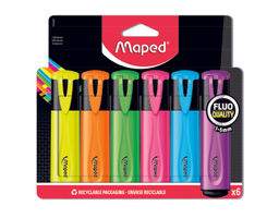 Набор текст.марк. MAPED FLUO PEPS CLASSIC 1-5 мм ассорти неон скошенный 6 шт