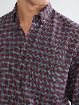 Regular Fit Uzun Kollu Ekose Gabardin Erkek G?mlek