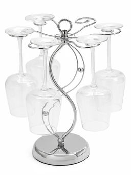 Подставка для бокалов, серебристая, на 6 бокалов