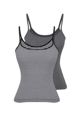 TRENDYOLMILLA Siyah Cizgili-Duz Antrasit 2li Paket Ask?l? Fitted Esnek Fitilli Orme Atlet TWOSS25AL00027 фото 8