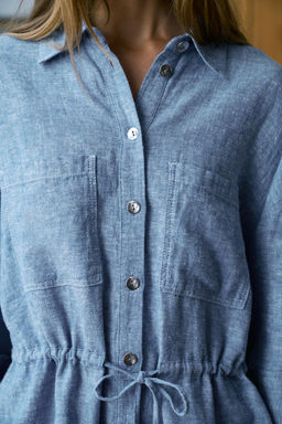 CAMISA SAFARI CON LINO SET / Azul claro - Zara фото 7