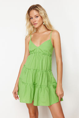 TRENDYOLMILLA Siyah Mini Dokuma %100 Pamuklu Plaj Elbisesi TBESS24EL00069  фото 2