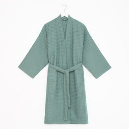 Халат вафельный женский удлинённый Этель "Boho" размер 46-48, цвет мятный, 100% хлопок, 290 г/м2