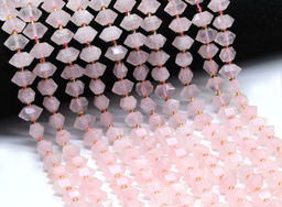 Бусины из розового кварца многогранник 7*10мм, 38см, 43 бусин Радуга камня