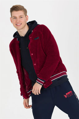 U. S. Polo Assn Мужской комфортный вязаный кардиган с воротником-стойкой вишневого цвета - U.s. polo assn фото 7