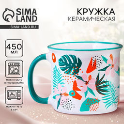 Кружка чайная керамическая «Цветы», 450 мл