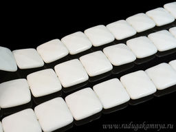 Бусины из агата белого квадрат гр.25*25мм, 40см, 16 бусин Радуга камня