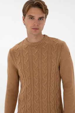 Erkek Regular Fit Bisiklet Yaka Camel Kazak - U.s. polo assn фото 2